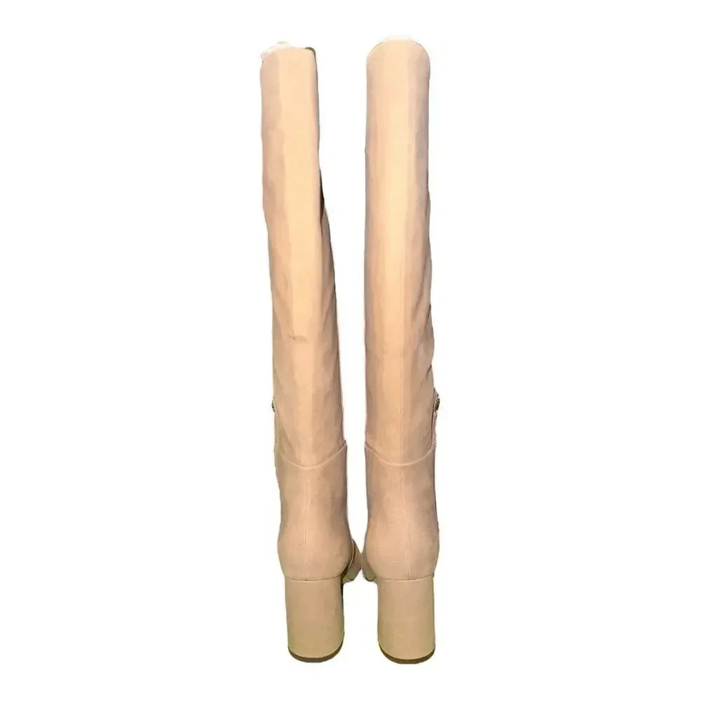 Sam Edelman Faren Square Toe High Heel Suede Knee High Boots - Picture 5 of 9